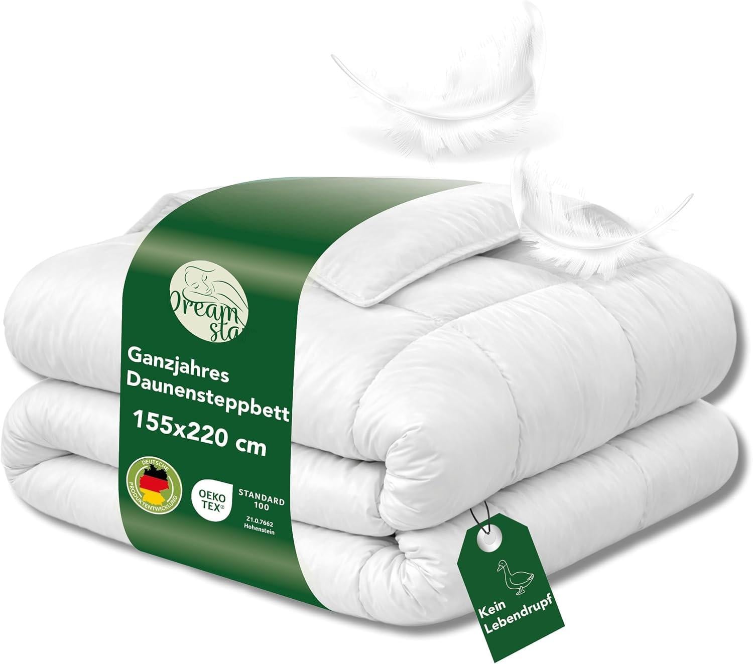 DREAMSTAR Donzen dekbed medium voor volwassenen, 70% dons, 155 x 220 cm