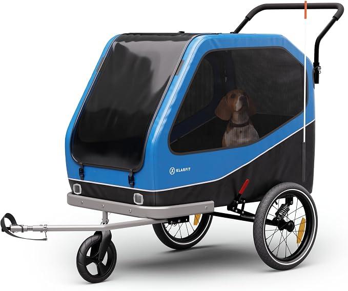 Goldie Stroller Hunde-Fahrradanhänger, Umwandelbar in Buggy, 324 L Volumen, Wasserfest, Integrierte Bremsen & Reflektoren, Max Belastung 40 kg, Blau