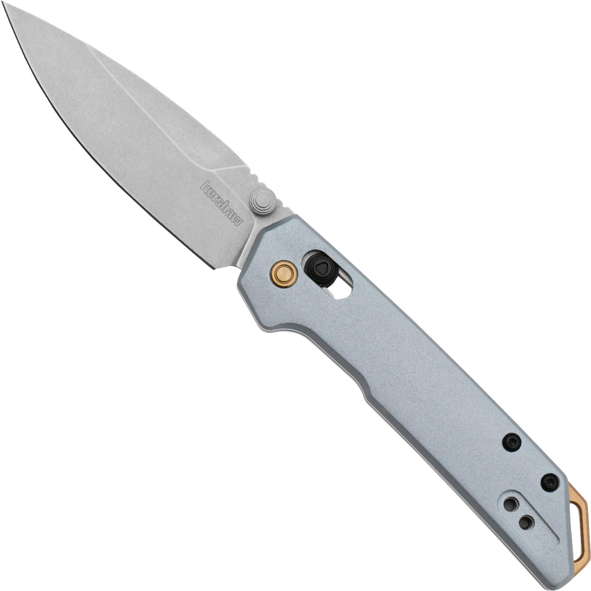 Kershaw Mini Iridium 2051 DuraLock, Stonewashed D2, Ice Blue Aluminum coltello da tasca