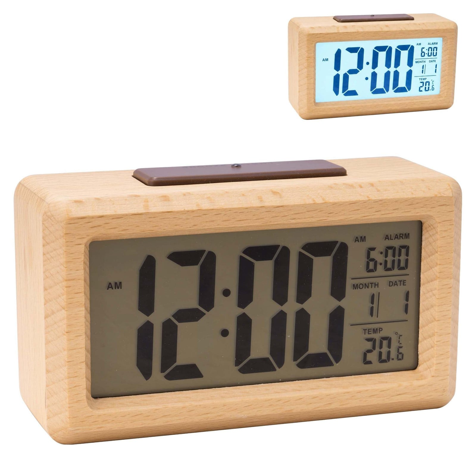 Dripio Digitale Houten Wekker met Datum en Temperatuurweergave
