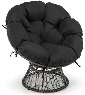 Costway PE Wicker Papasan Chair with Thick and Removable Cushion-Black