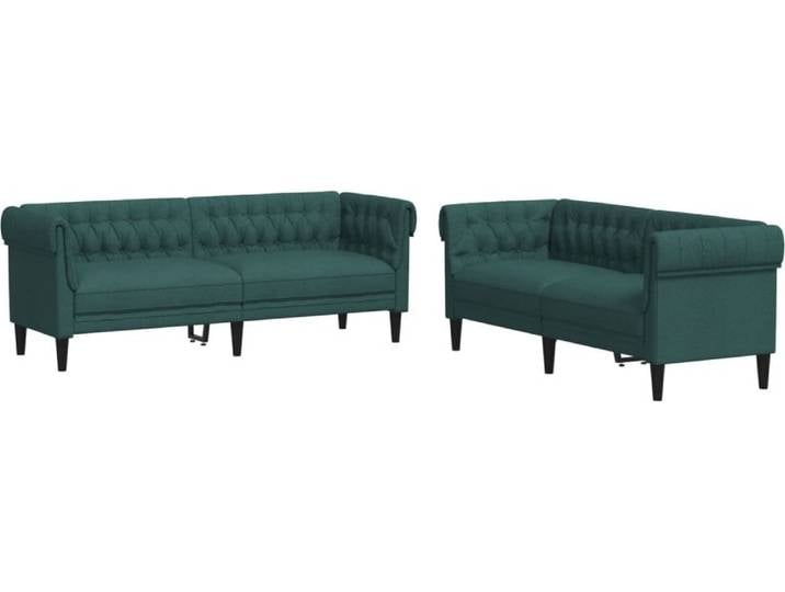 vidaXL Ensemble de canapés 2 pièces vert foncé Tissu
