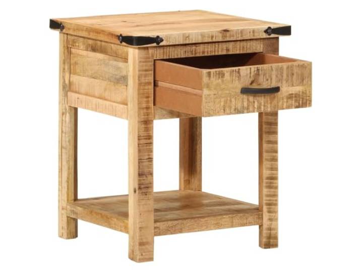 KFGWERSTY Nachttisch Braun 40 x 40 x 50 cm Massivholz Mangoholz natürlichem Massives Mangoholz mit natürlichem Finish, mit einer Schublade, 40 x 40 x 50 cm, fürs Schlafzimmer, Holzbeine für stabilen