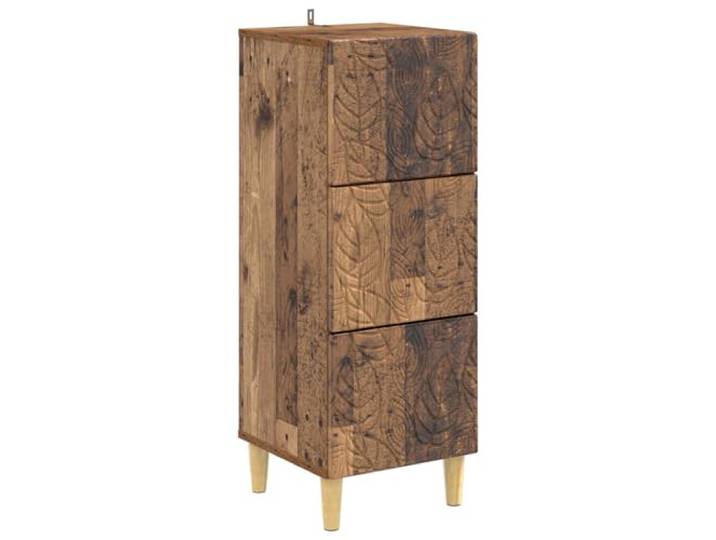 GFEROMRF Schubladenschrank Altholz 33 x 34,5 x 90 cm Holzwerkstoff Vintage-Design, Holzwerkstoff, Eukalyptusbeine, pflegeleichte Oberfläche, vielseitig einsetzbar