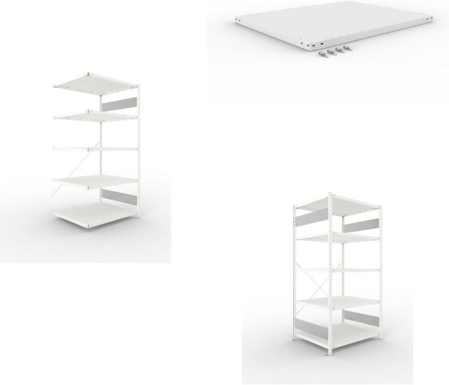 Meta Set S3 CLIP 230 Anbauregal 2000x1000x800 mm in RAL 7035 mit 5 Böden + Fachboden MS 230 CLIP 1000x800 mm grau + S3 CLIP 230 Grundregal 2000x1000x800 mm in RAL 7035 mit 5 Böden