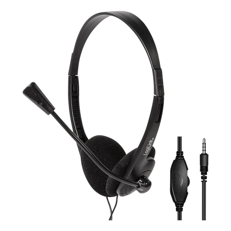 Logilink Stereo-Headset, 1x 3,5-mm-Klinke Bügelmikro Eco-Box