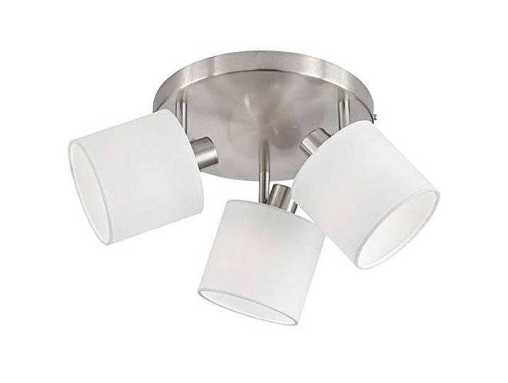 Reality Leuchten Tommy R80333901 spotbalk, nikkel mat, stoffen kap wit
