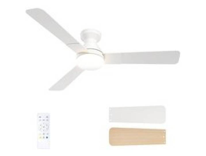 Ventilateur de Plafond 132 cm avec Éclairage et Télécommande Moteur DC Silencieux 6 Vitesses Lumière LED VENTILATEUR DE PLAFOND