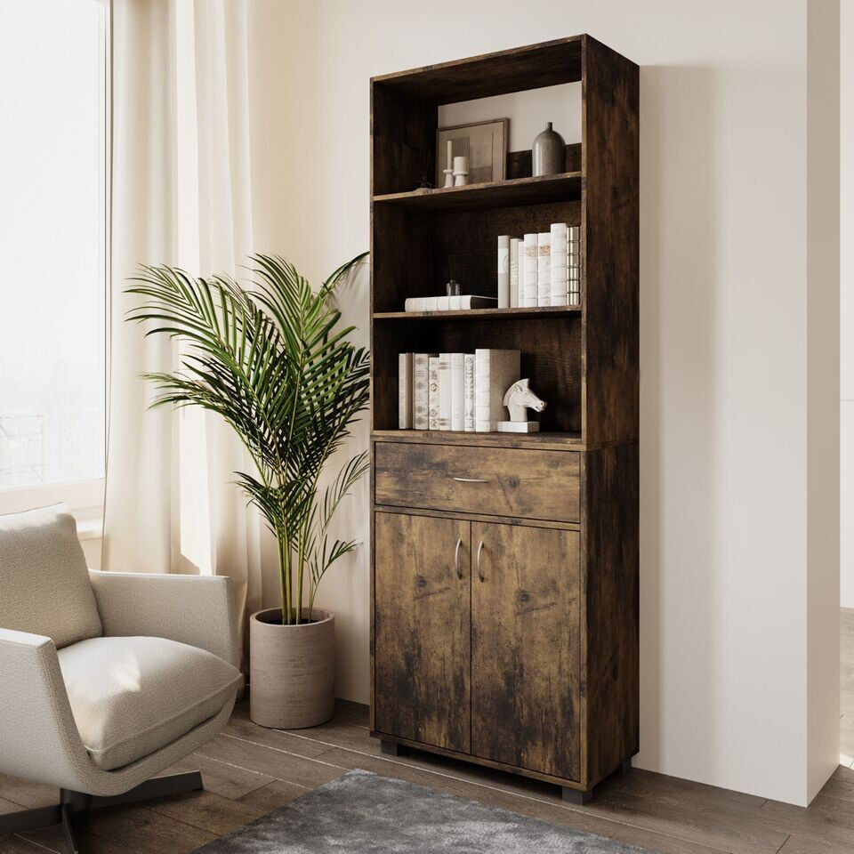 Latitude Run 170cm H x 60cm W Solid Wood Bookcase Rustic Brown