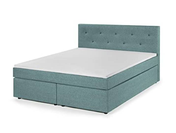 Traumnacht Boxspringbett mit Tonnentaschenfederkern H2 180x200 cm ergonomische 7-Zonen Komfortschaumtopper leichter Aufbau Türkis deutscher Qualitätsstandard