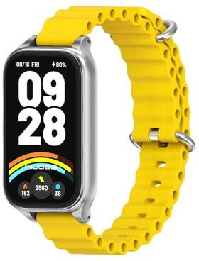 Everyday Crate Mijobs Xiaomi Smart Band 9 Active Band Marine Silicone Replacement Watch Band With Metal Shell For Redmi Band 3 yellow Silver