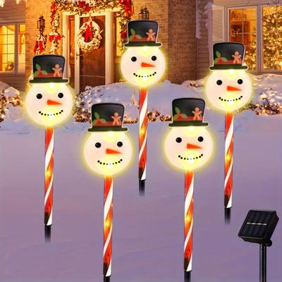 Modern Mode Marketplace Solar Powered Christmas Snowman, Lights With Clear Tubes, 8 Lighting Modes, Ideal For Christmas Party Decorations Solar Powered Christmas Snowman, Lights With Clear Tubes, 8 Lighting Modes, Ideal For Christmas Party Decorations