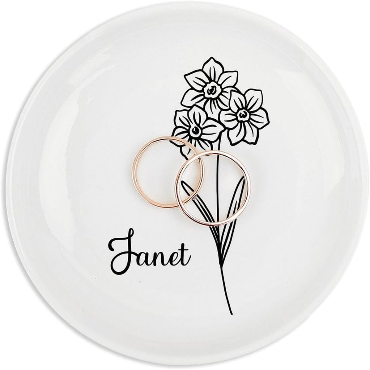 Sieradenschaal met ringendeksel December Geboortebloem - Diameter: 10 cm
