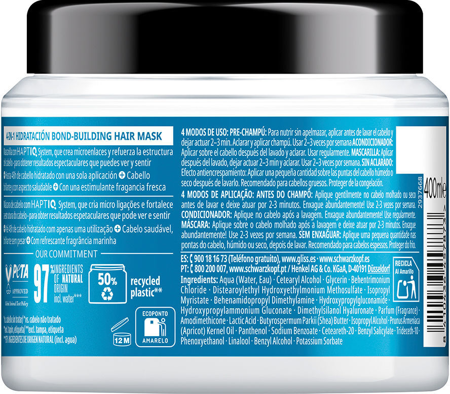 Schwarzkopf Mass Market Máscara Gliss Aqua Revive 400 ml