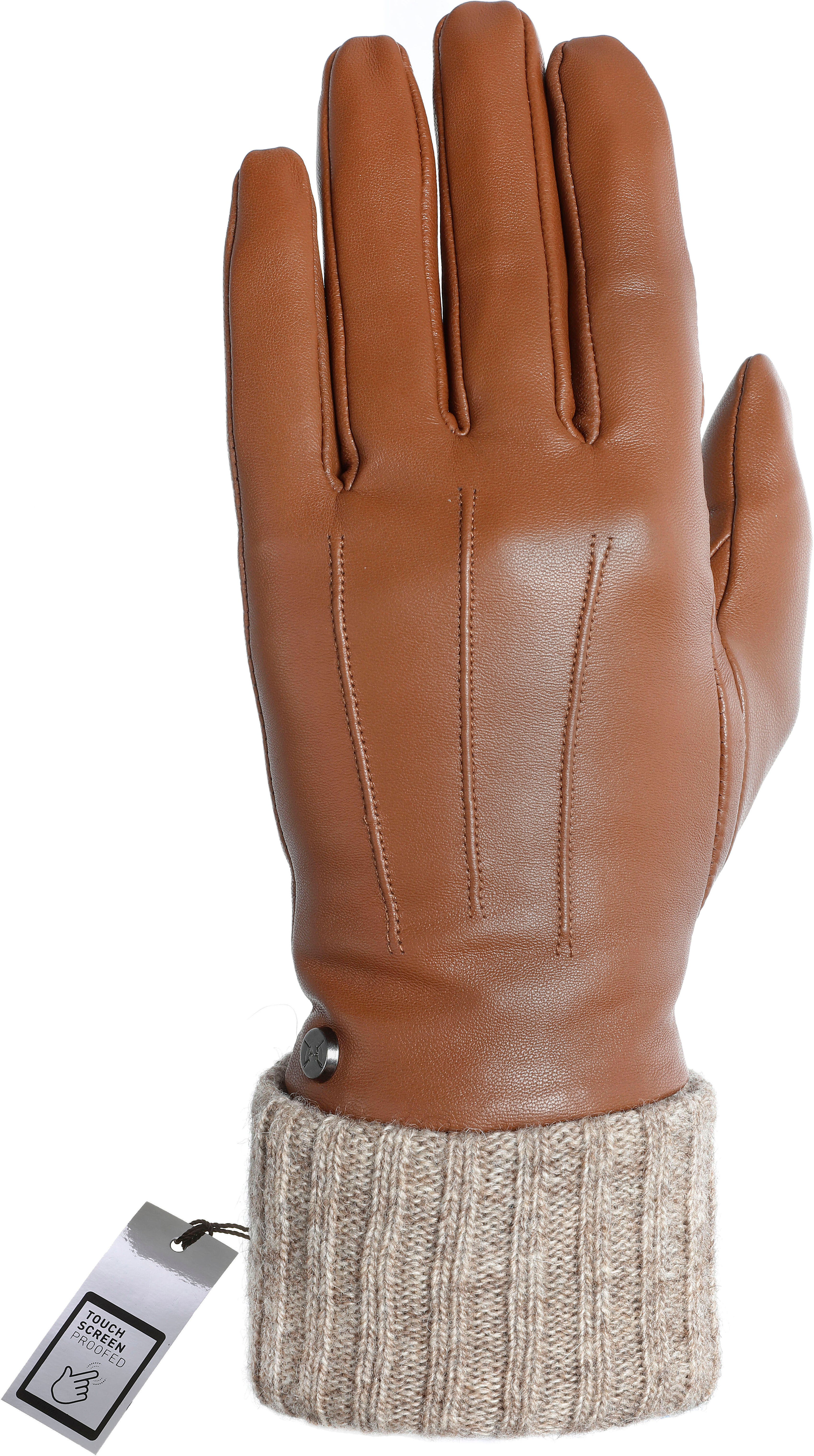 Lederhandschuhe PEARLWOOD "Lipa", Damen, Gr. 7, braun (caramel), Schafsleder, unifarben mit Farbeinsatz, festlich, Handschuhe Lederhandschuhe, Touchscreen proofed - mit 10 Fingern bedienbar caramel 7