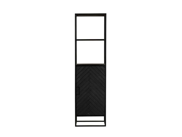 Colonne de rangement en bois noir motif chevrons 1 porte