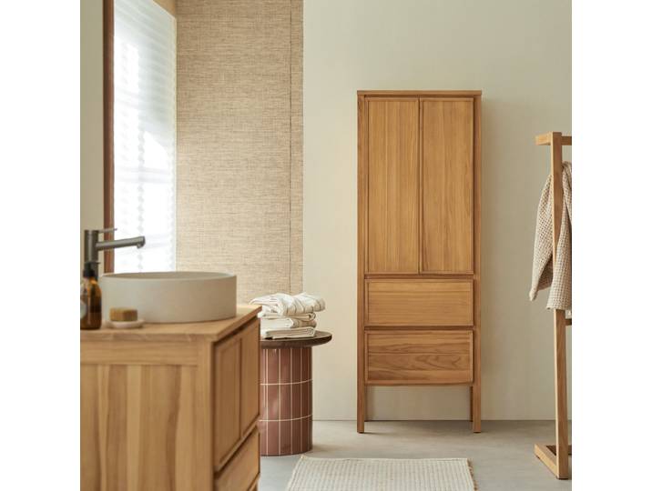 Jane - Hochschrank aus massivem Teak - Natur