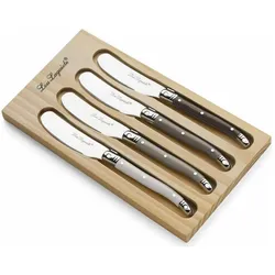 Lou laguiole TRADITION Butterstreicher Set 4-teilig perle, pfeffer, taupe, hochglanzpoliert, Besteck, Mehrfarbig