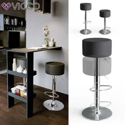 Vicco Design Barhocker 2er Set Schwarz Schminkhocker höhenverstellbar Drehstuhl