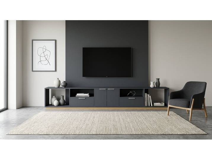 Breites Lowboard nach Maß Premium Dekore Schwarz