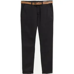 Slim-Fit Chino mit Gürtel Schwarz 28/32