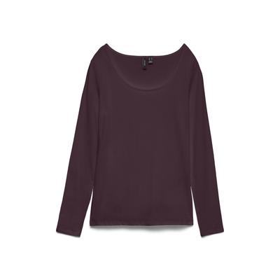 Langarmshirt VERO MODA "VMMAXI MY LS SOFT UNECK NOOS", Damen, Gr. S, braun (winetasting), Jersey, Obermaterial: 95% Baumwolle, 5% Elasthan, unifarben, slim fit normal, tiefer Rundhals, Shirts Langarmshirt, Baumwollmischung, slim fit