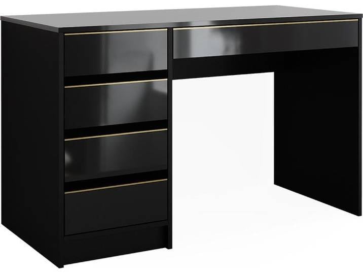 Bureau Vicco Sherry Noir Haute brillance 55x120cm avec tiroirs\, Model 57921