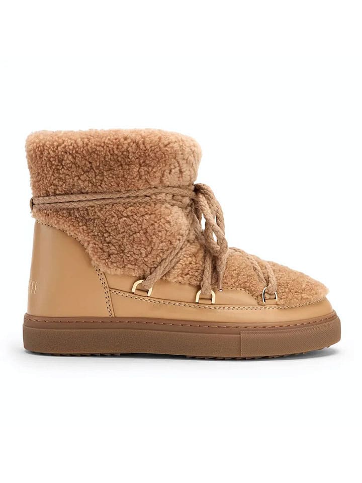 INUIKII Leder-Winterboots "Curly" in Beige - 37