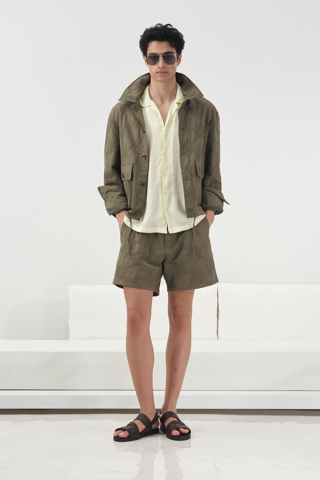 Blumen-Jacquard-Knopfhemdkragenjacke
