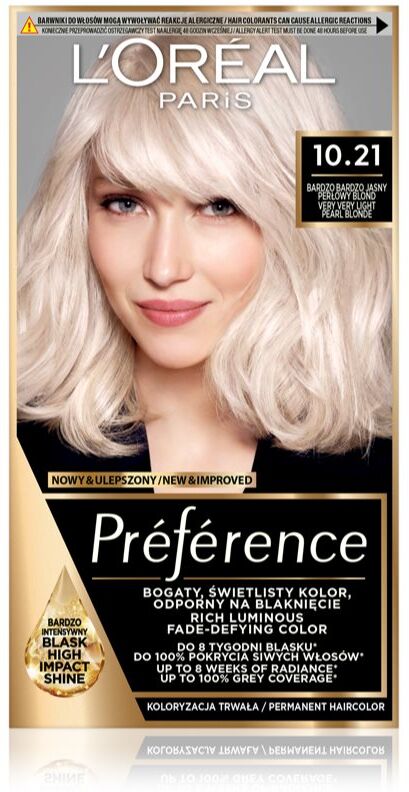 L’Oréal Paris Préférence Hårfarve Skygge 10.21 Super Light Pearl Blonde 1 stk.