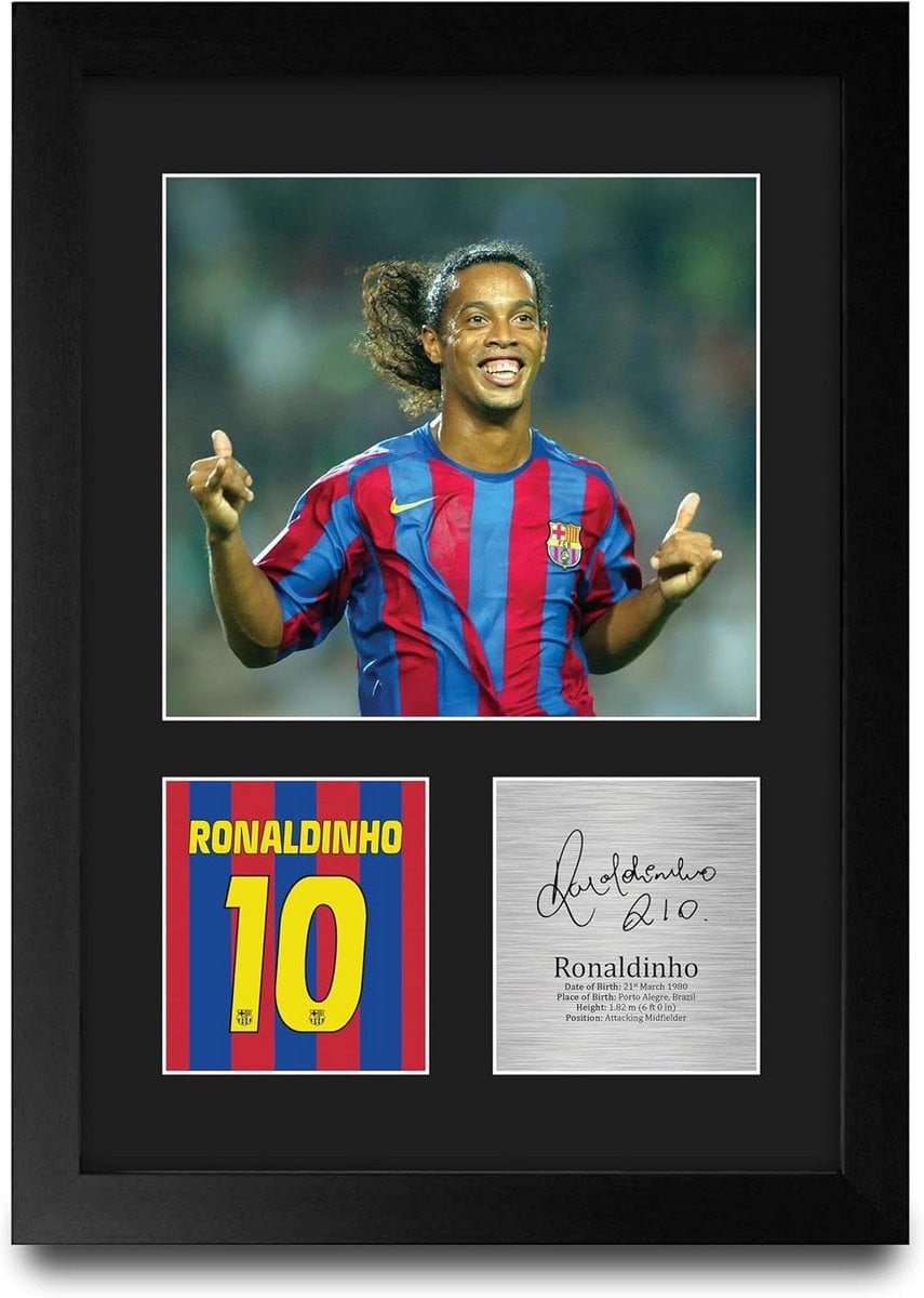 Ingelijste A4 Foto Portret van een Voetballegende met Gedrukte Handtekening voor Volwassenen