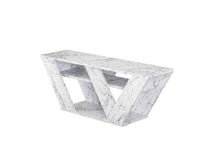 CALICOSY - Meuble TV 3 étagères L110 cm - Pipralla - Marbre
