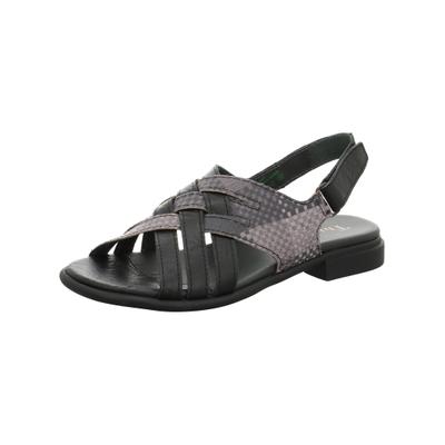 Riemchensandale THINK "Think Sandalen Leder", Damen, Gr. 40, schwarz (schwarz kombi), Leder, Schuhe Riemchensandale