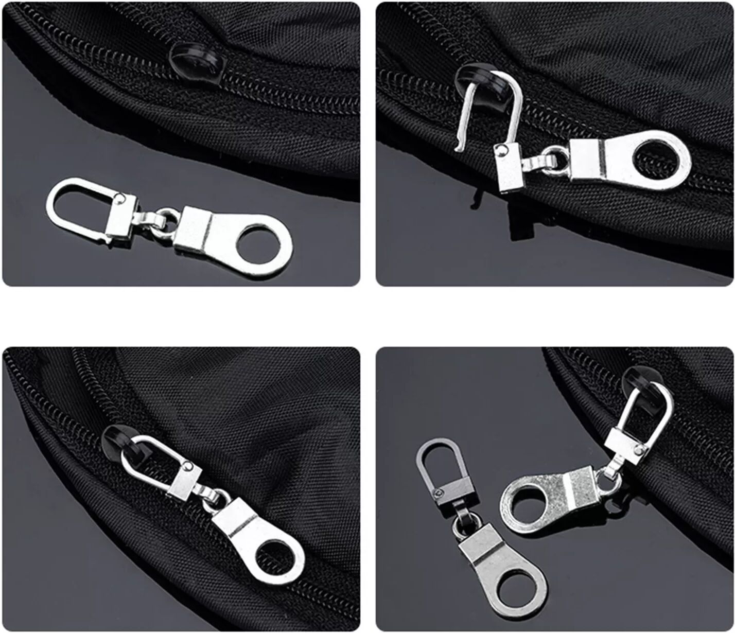 INF Tirette de fermeture éclair amovible, languette pour doudoune, paquet de 10 Argent