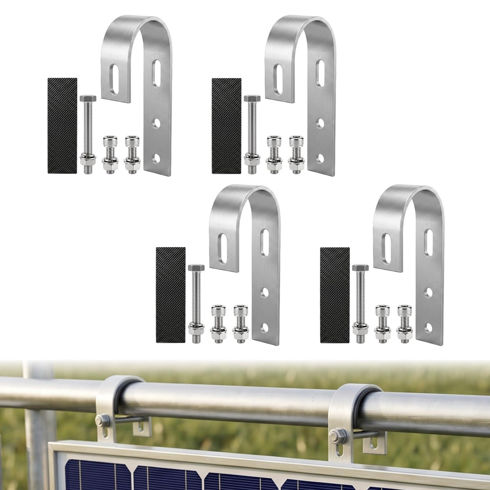 Dripio Set van 4 universele balkoninstallatie-houders van roestvrij staal