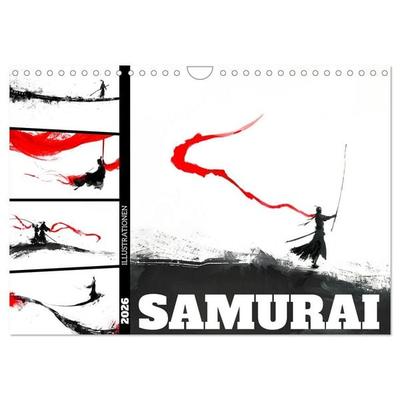 Samurai Illustrationen (Wandkalender 2026 DIN A4 quer), CALVENDO Monatskalender