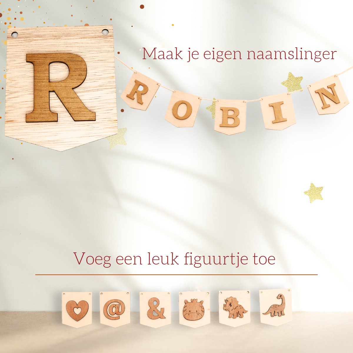 CoolCuts 3D Houten Letter R voor Gepersonaliseerde Slingers en Vlaggenlijnen