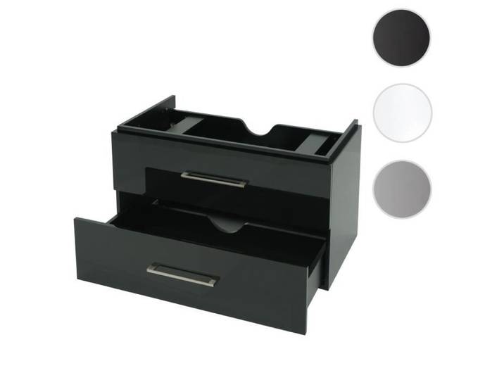 Premium Meuble sous-lavabo HWC-D16 meuble sous-lavabo Meuble de salle de bain brillant 90cm ~ noir