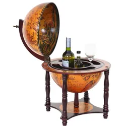 Globusbar MCW-D85, Tischbar Minibar Weinregal, Weltkugel Ø 33cm Eukalyptusholz MVG-zertifiziert