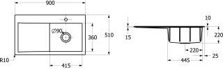 Villeroy & Boch 335100R8 EB-SP Subway Style 50 900x510mm IB re