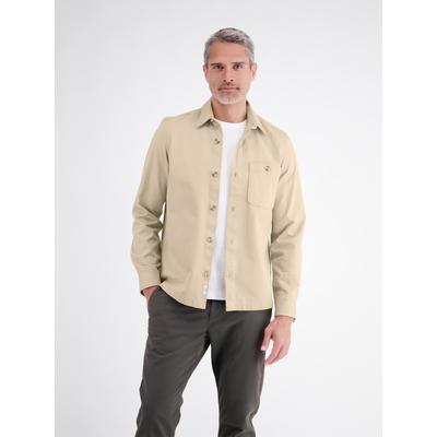 Langarmhemd LERROS "Unifarbenes Herrenhemd aus strukturierter Baumwolle", Herren, Gr. L, Normalgrößen, beige (gravel beige), 100% Baumwolle, Hemden