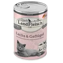 LandFleisch Cat Adult Gelee Lachs&Geflügel | 6x 400g Katzenfutter
