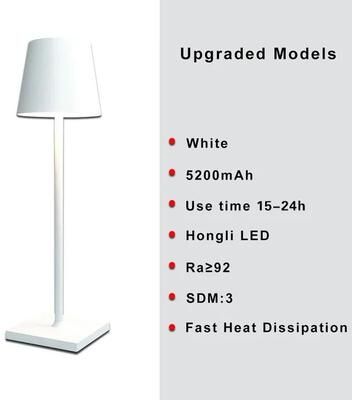 Inspired Living LumiTouch Cordless Rechargeable LED Table Lamp Waterproof Touch Control Bedside & Dining Light white