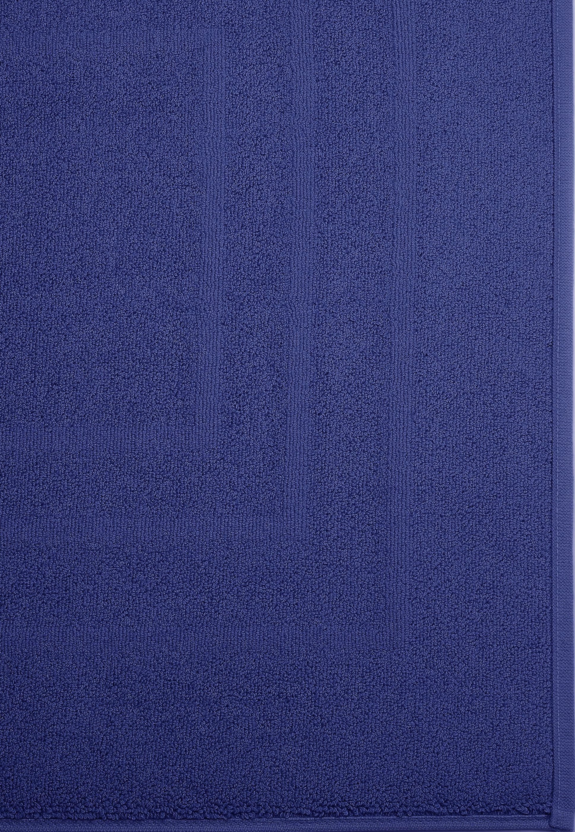 Badematte VOSSEN "Feeling" Gr. 3, blau (reflex blau), H:10mm, Baumwolle, Badematten, Badematte, Badteppich, Uni-Farben, mit Bordüre, Hoch-Tief Effekt, reine Baumwolle reflex blau rechteckig (60cm x 100cm )