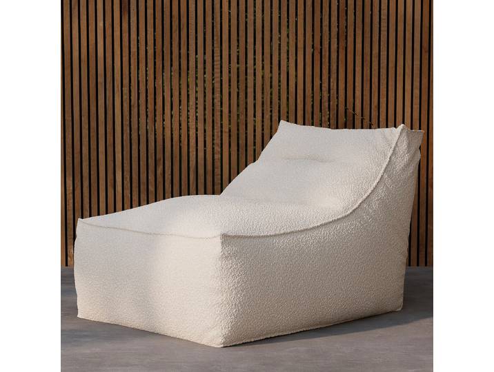 Pouf outdoor Eillo avec dossier 90 x 83 x 118cm Blanc/Blanc
