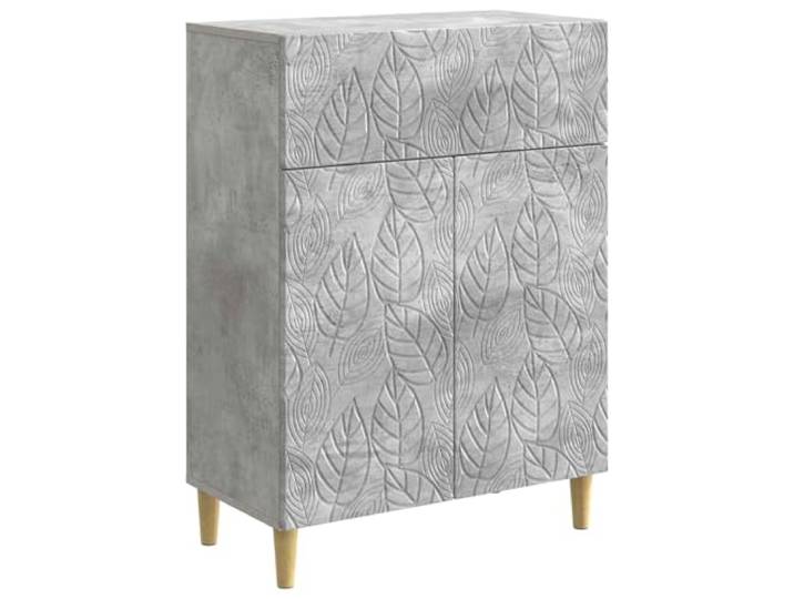 TEKGHUT Sideboard Betongrau 66 x 34,5 x 90 cm Holzwerkstoff Vintage-Stil, braune Beine, 90°-Schwenktüren, Schubladen, Regalbretter, Eukalyptus-Holz-Konstruktion, leicht zu reinigen