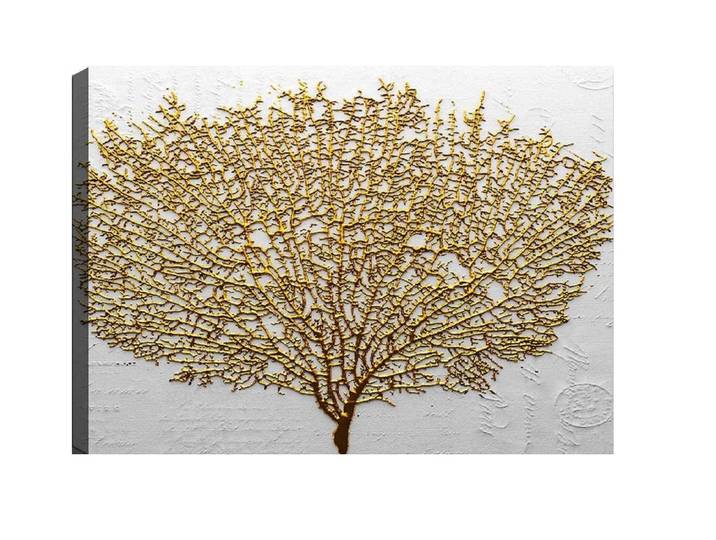 Wandbild Wallxpert Golden Tree 70 x 100 cm , bunt (farbe bild(er): bunt), B:70cm H:100cm, Leinen, MDF, Bilder, Wandbild