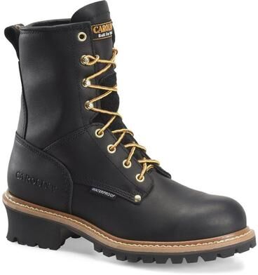 "Carolina Elm 8"" WP Steel Toe Logger - Mens 8 Black Boot D"