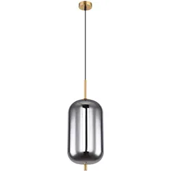Hängelampe Pendellampe Hängeleuchte Esstischlampe messingfarben Rauchglas, Metall, 1x E27 Fassung, DxH 22x120cm