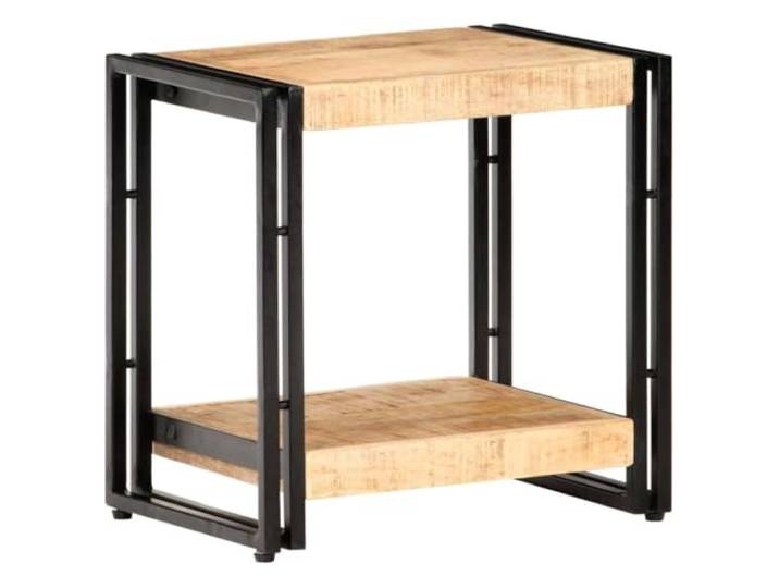 Makastle Beistelltisch im Industriestil 40x30x40 cm Braun aus Rauem Mangoholz und Eisen